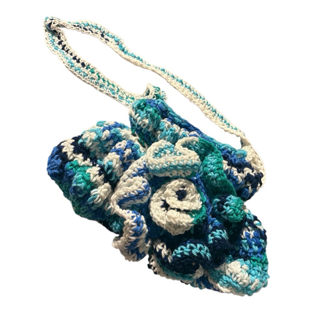 Ocean-Inspired Blue and Green Crossbody Bag with Textured Design